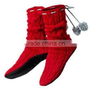 Women pompom warmer indoor slipper socks