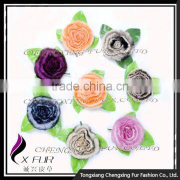 CX-A-33 Genuine Rex Fur Flower Brooches