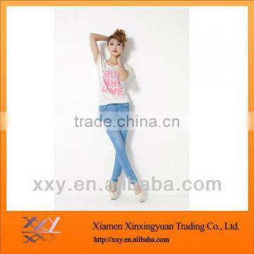 Fashion Light Blue Women Designed Jeans Wholesale in 2013