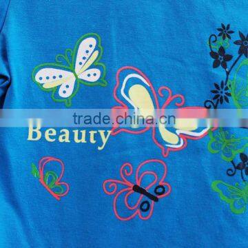 Fashion Kids Girls Summer 2 Pcs Set Butterfly Printed Blue Short Sleeve Top Clothing Sets TP-7727 photo-3