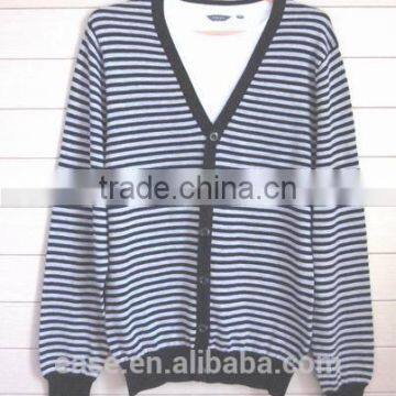Thin Stripes Black and White Classic Cardigan Men's Button up Sweater photo-4