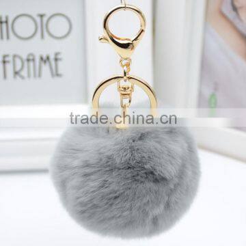 Myfur Top Quality 7cm Luxury Fluffy Rabbit Fur Ball Genuine Fur Pompom Keychain / Fur Pom Bag Charm Decoration