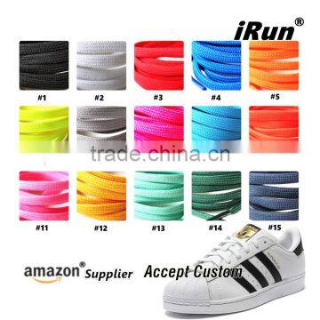 Flat Colored Shoelaces 6mm Plain Flat Tubular Blue Bootlaces All Sizes - Amazon Supplier Provide Free UPC Barcode Service photo-4