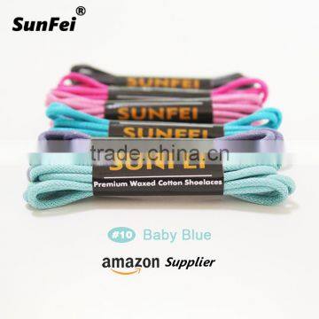 New Premium Baby Blue Round Waxed Wax Shoelace for Oxfords Combat Shoes and More - Provide amazon Label Service