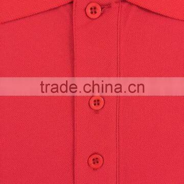 Hot Sale Mens Red Plain Polyester 3 Buttons Closure Pique Short Sleeve Polo Shirt photo-4