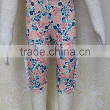 Boutique Kids Floral Ruffle Leggings Icing Summer Baby Leggings Girls New Designs Ruffle Capris photo-4