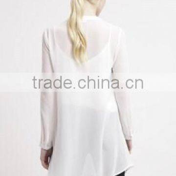Basic Long Section White t Shirt Long Sleeve Fashion Casual Tunic photo-3