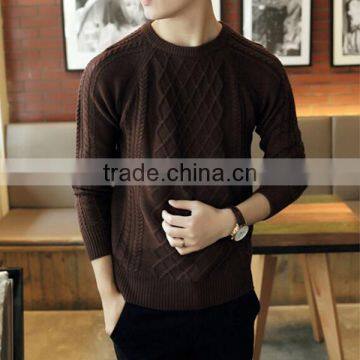 Crew Neck Men Argyle Pattern Cable Fancy Sweater photo-2