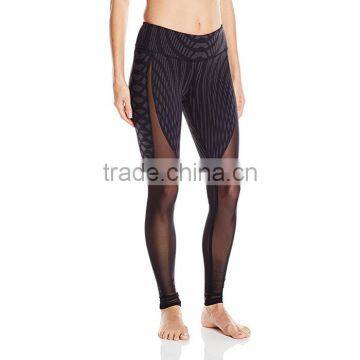 High quality custom quick dry fitness yoga leggings with mesh panel