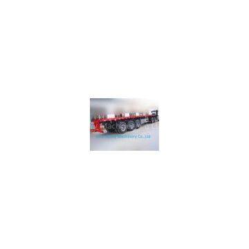 Sinotruk Flat Bed 3 Axles Semi Trailer Trucks in Red for Unloading