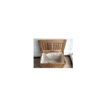 Solid Wood Bathroom Walnut Furniture , Gridding Large Laundry Box