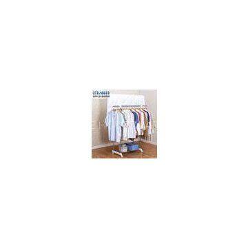 Scalable Height Dual Rods Clothes Display Rack / Commercial Standing Cloth Drying Hanger