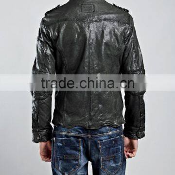 HIGH QUALITY SLIM FIT MEN WASHLOOK LEATHER JACKET photo-3