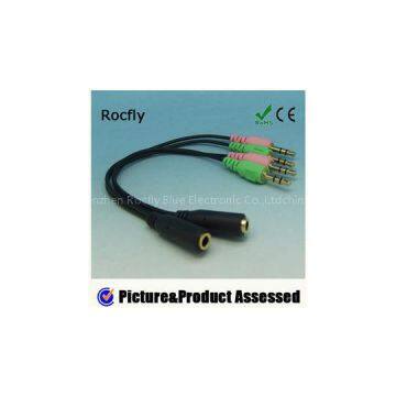 1 Female To 2 Male To Audio Cable