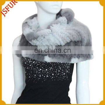 Latest new stylish women's knitted rex rabbit fur stoles and shawls