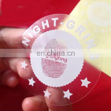 transparent adhesive labels/logo printed stickers/PVC seif adhesive stickers for piece