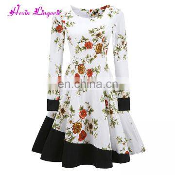 Eaby Hot Sale floral long sleeves cotton big size formal clothes women dress