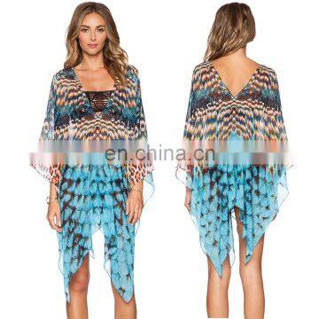 2015 sexy chiffon and rayon kaftan dress bikini cover ups