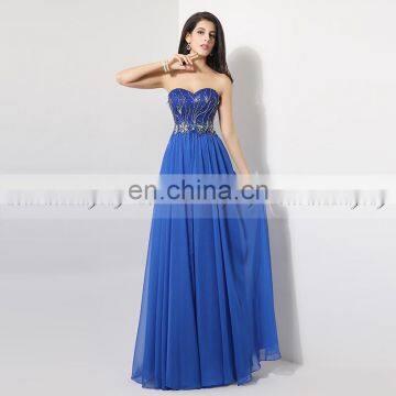 Glamorous Evening Dresses AJ009 Sweetheart Sleeveless Long Crystal Beaded Flowing Chiffon Long Dresses photo-3