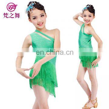 One-piece practice tassel children latin dance costume dress with size S M L ET-094