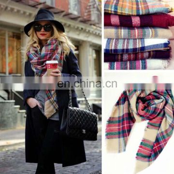 European winter cashmere scarf Plaid Scarf increase double colorful square scarf shawl