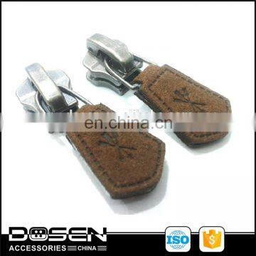 logo custom leather zipper puller, fashion zipper slider for garment