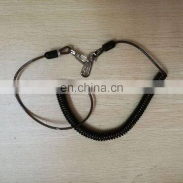 plastic pvc elastic bungee coil lanyard with hook