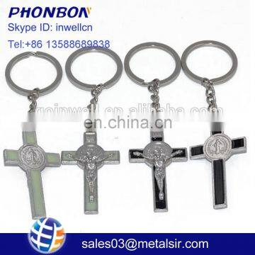 Jesus metal cross keychain