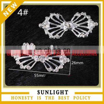 Cheap crystal rhinestone ribbon slider pair buckles embellishment for wedding invitation cards made in china