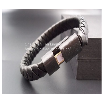 Fashion Bracelet For iPhone Charger 2.1A USB PU Leather USB Data Cable