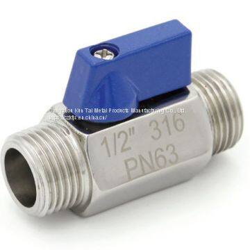 Food grade stainless steel mini ball valve 304/316 - male / male