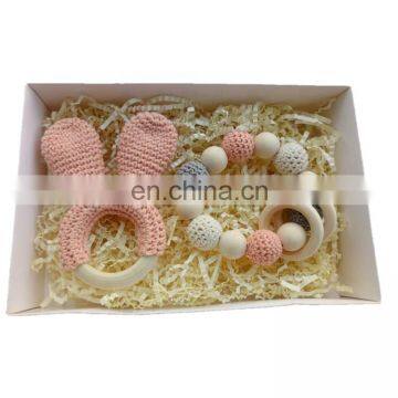 Safe Kawaii Bunny Ear Ring Cotton Yarn Hand Crochet Rattle Teether Toy