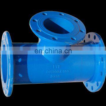 Ductile Iron Pipe Fittings Tee with all flange PN 16