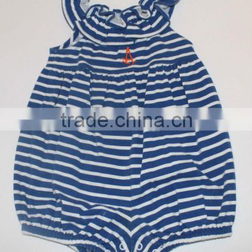 2014wholsale cotton fabric Royal Blue White Stripe infant bubbles 12m Kellys Kids