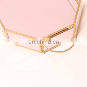Octagon Mirror Tray Hold Perfume Cosmetics Decorative Tray