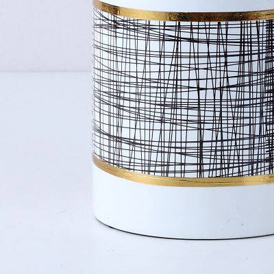 European Entery Luxury Style Graffiti Painting Straight Cylinder Ceramic Flower Vases With Lid For TV Stand photo-5