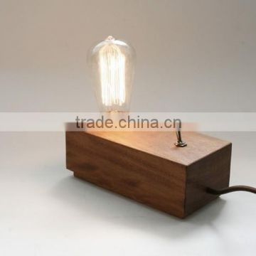 vintage wood lamp base with edsion light bulbs