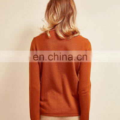 Women Solid Color V Neck Cashmere Cardiagn Sweater With Button photo-5