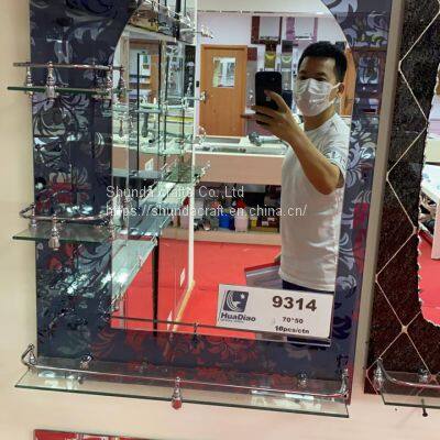 Wall Mounted Mirror With Customized Color Hanging Storage Display Makeup Bathroom Mirror Shelf Wall Decor