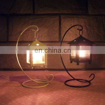 Hot Sell Factory Supply Ready To Ship Black And White Metal Hanging Mini Tealight Candle Lantern For Home Decor