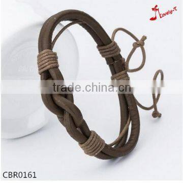 good quality thin real leather knit bracelet 2016