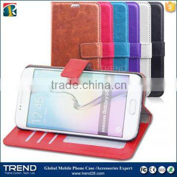 high quality flip wallet leather case for samsung galaxy s6 edge