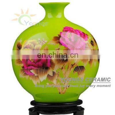 Chinese Wheat Straw Ceramic Porcelain Flower Vase For Home Decor