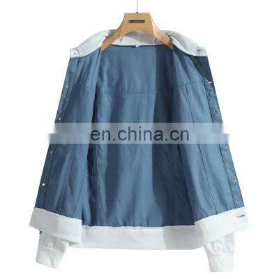 Custom Logo 100%cotton Jacket Denim Windproof Down Leather Bomber Bigtall Plus Size Men Jacket photo-5
