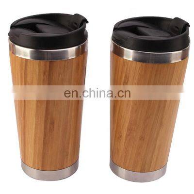 Custom Stainless Steel Bamboo Fiber Coffee Thermos Cup Double Wall