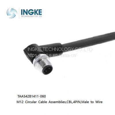 TAA542B1411-060,M12 Circular Cable Assemblies,CBL,4PIN,Male to Wire,IP67,INGKE