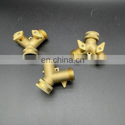 Hose Splitter Garden Watering Hose Quick Release Connector 2-Way Brass Shut-Off Ball Valve photo-5