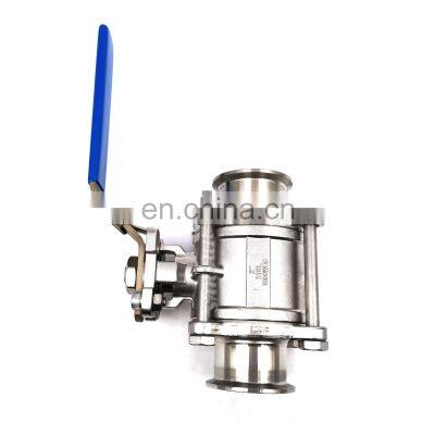 Stainless Steel Sanitary 3PC Non Retention Manual Customizable pneumatic Ball Valve