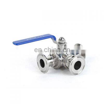 Stainless Steel Sanitary Three Way Female T Type Ball Valve for Food Processing