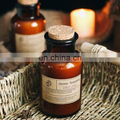 ENO Private Label Glass jar Candle with wooden lid smokeless soybean WAX candles sandalwood fragrance scented candle